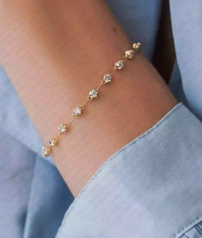 Moissanite Tennis Bracelet | Eternity Bracelet in Silver, Gold Plated, or CZ Finish