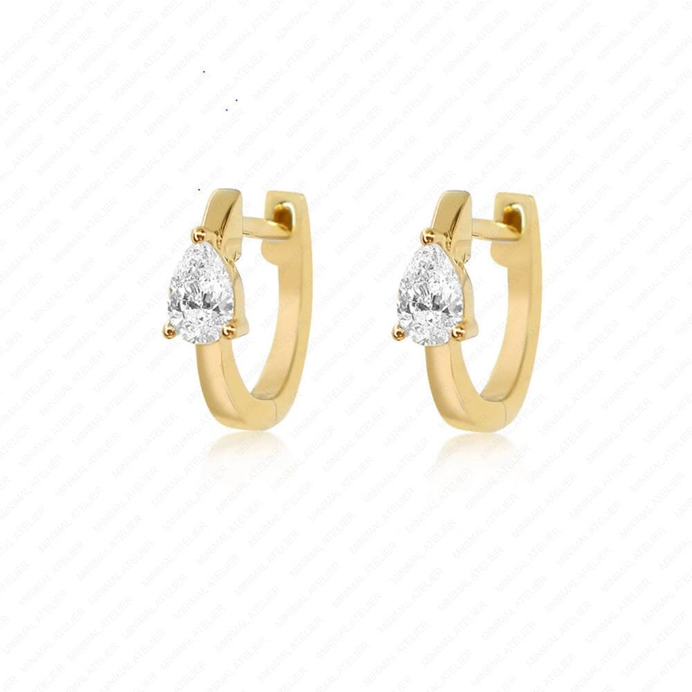 Lab Grown Diamond Prong Pear Hoop Earring