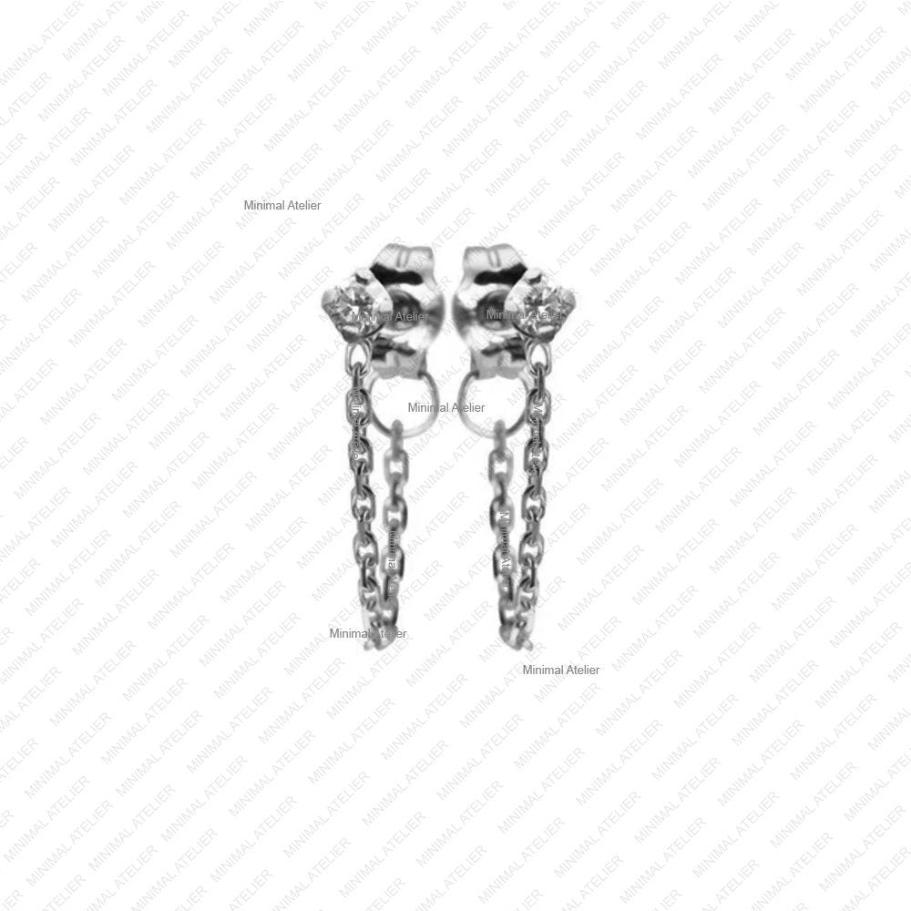 Lab Diamond & Moissanite Drop Chain Earrings in Gold, Prong-Set Solitaire Earlobe Wrap | Gift for Her