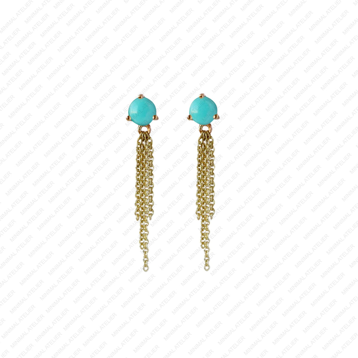 Turquoise Chain Dangling Drop Studs Earring