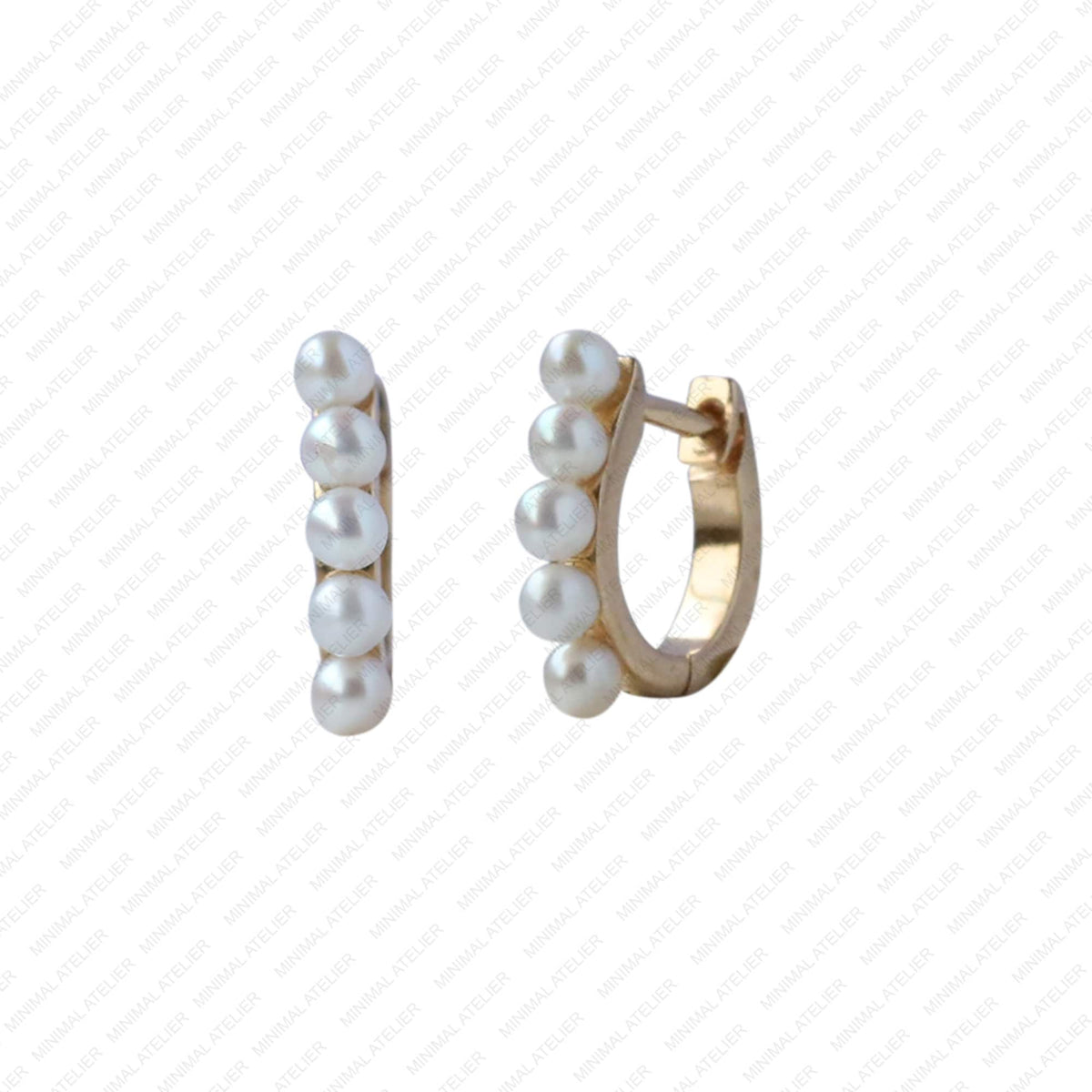 Pearl Gemstone Huggies Hoops Earring