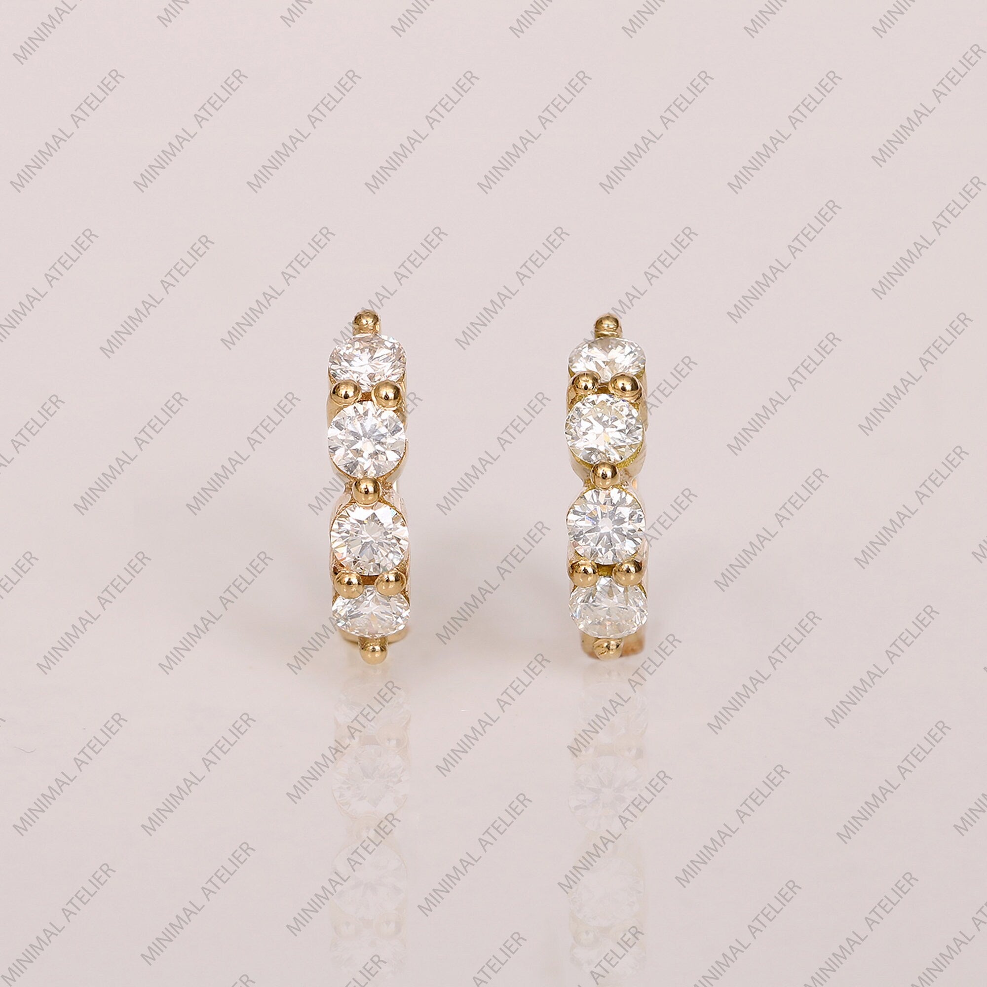 Round Lab-Grown Diamond & Moissanite Tiny Hoop Earrings | 925 Silver & Gold Plated | SKU 2658
