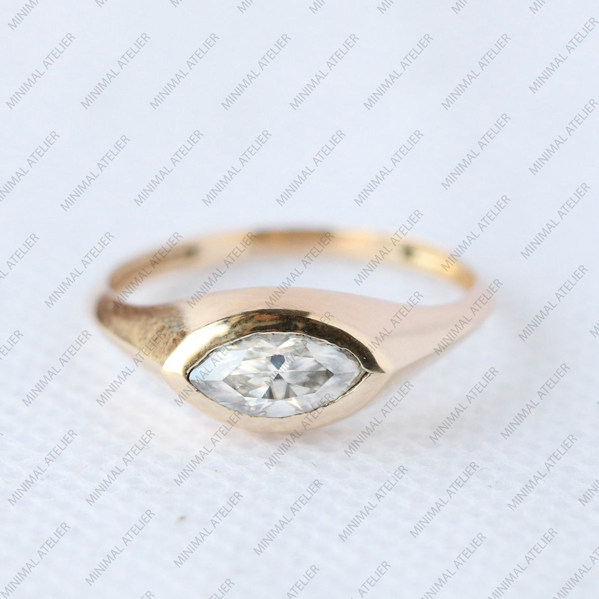 East West Marquise Moissanite Ring