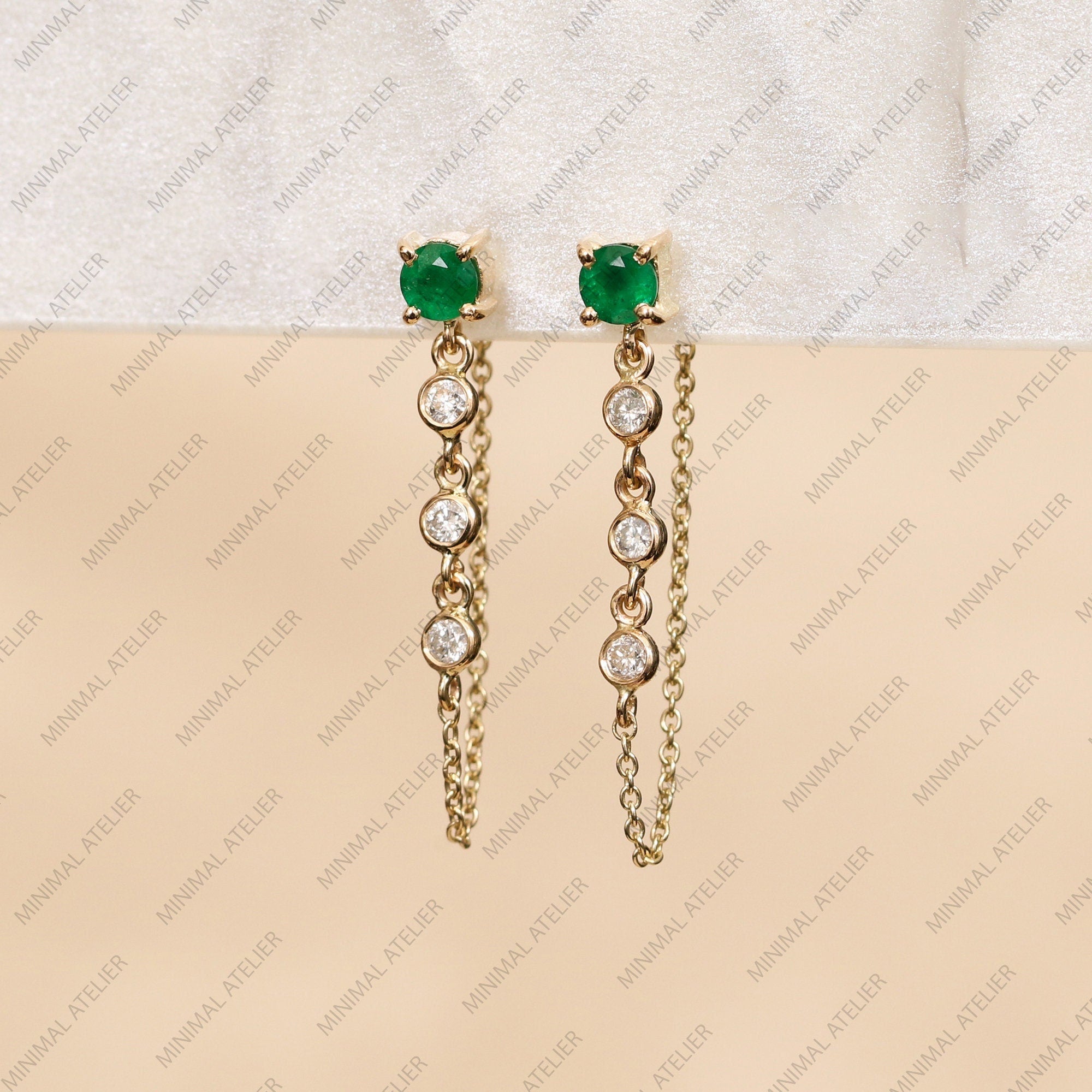 Emerald Chain Earrings