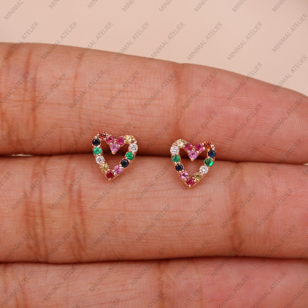 Solid 14k Yellow Petite Heart Studs
