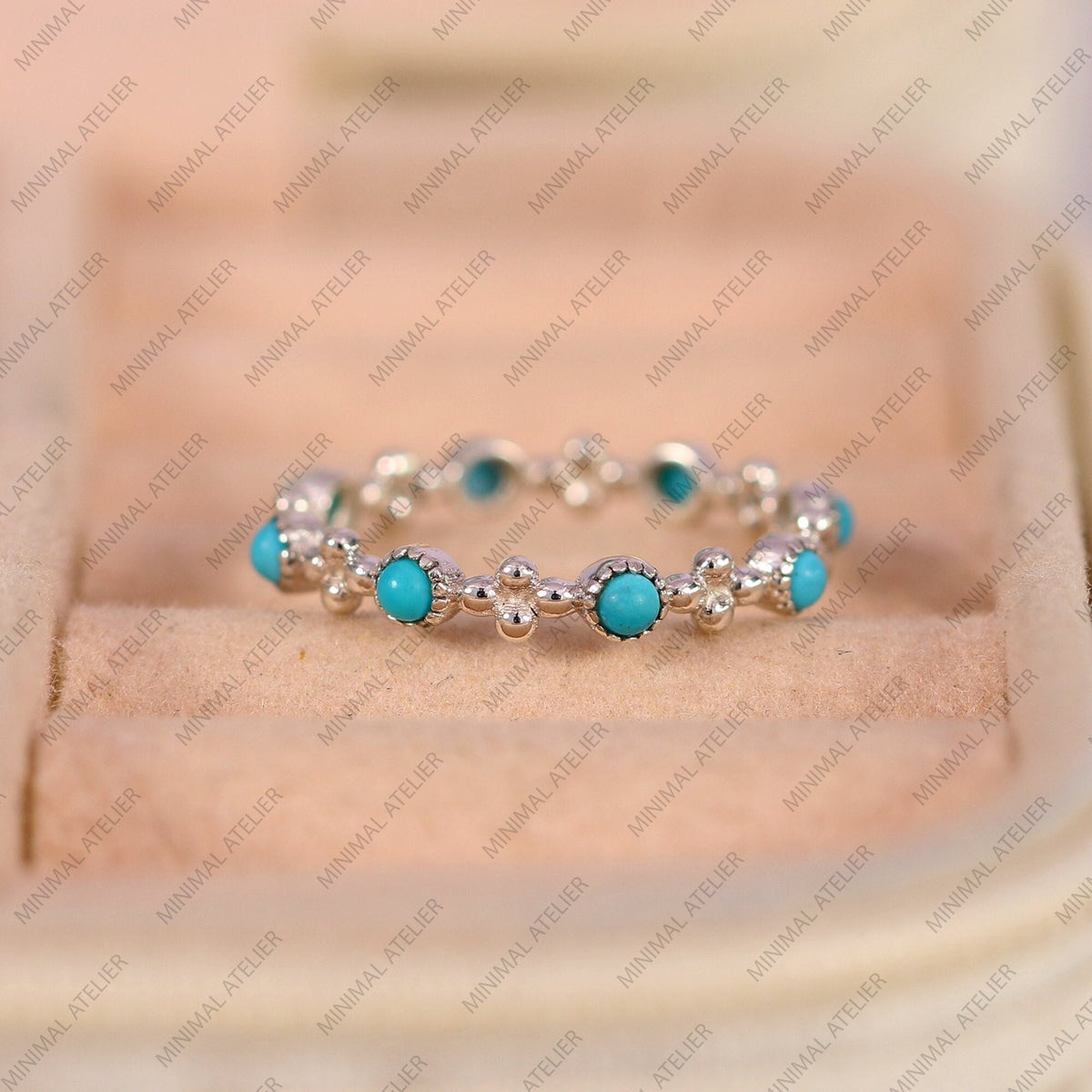 Turquoise & Clover Wedding Ring
