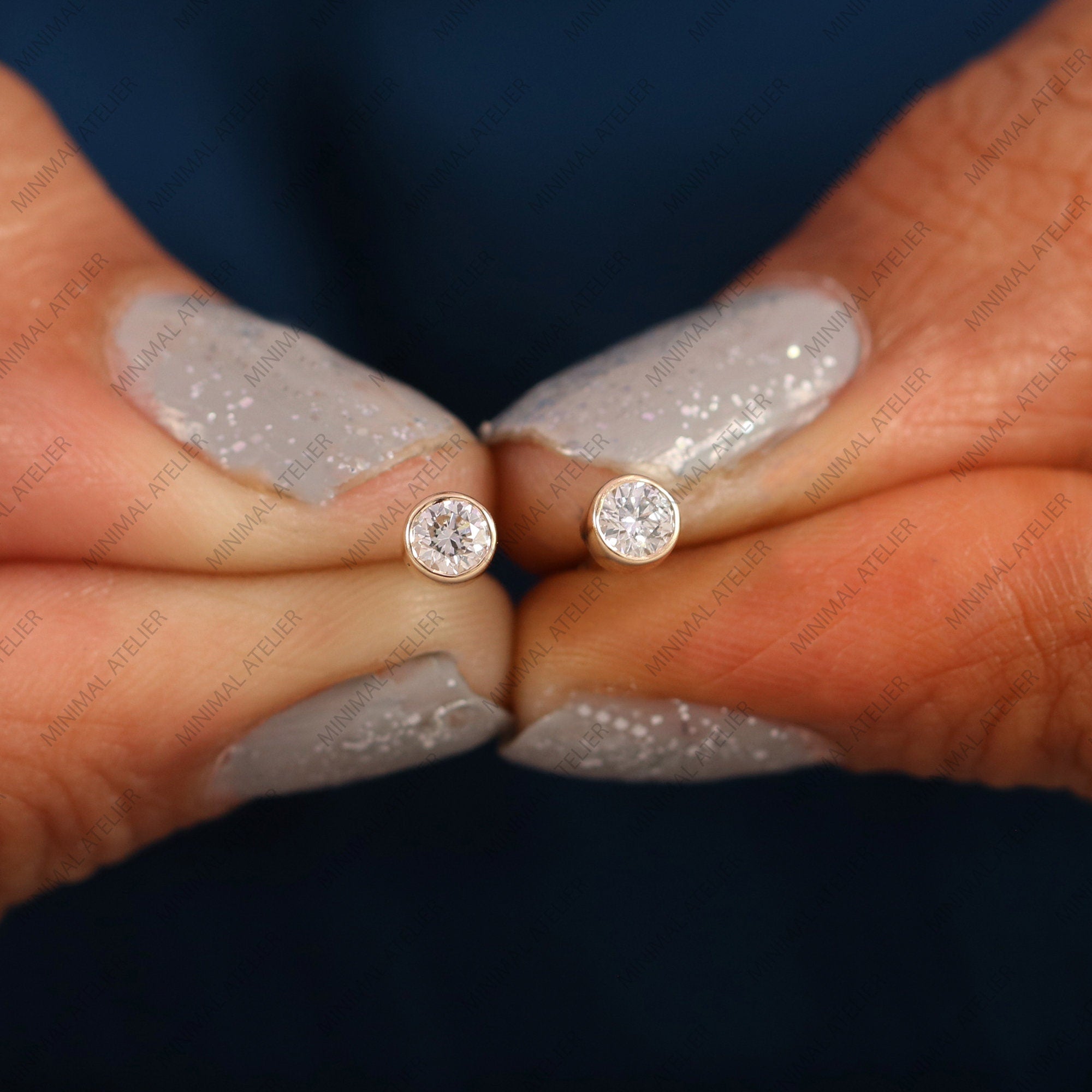 Lab Grown Diamond & Moissanite Solitaire Stud Earrings | Round Cut | April Birthstone