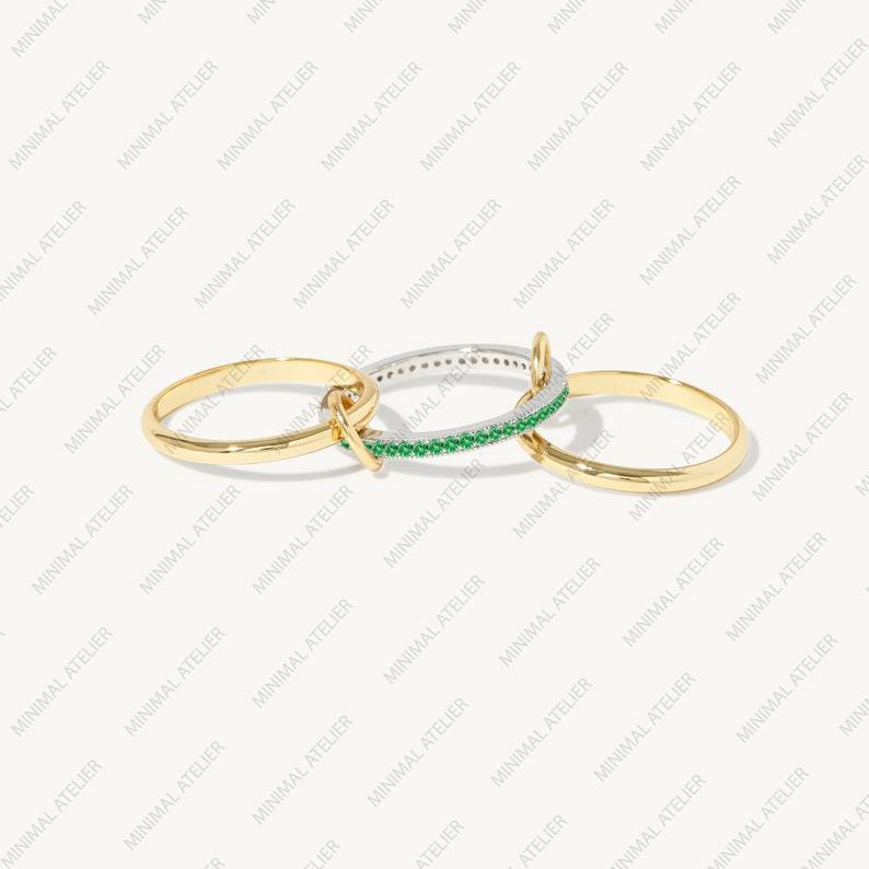 Emerald Full Eternity Three Band Ring