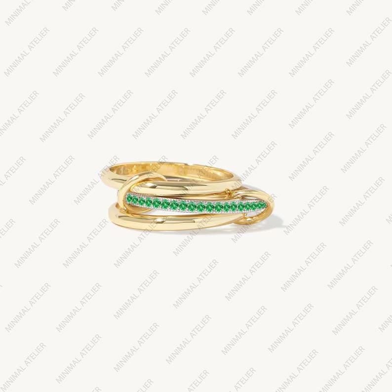 Emerald Full Eternity Three Band Ring