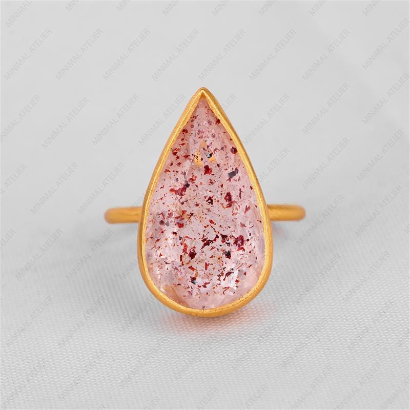 Solitaire Strawberry Quartz Ring | Lab Created | Multi-Shape | 925 Silver & Gold Plated
