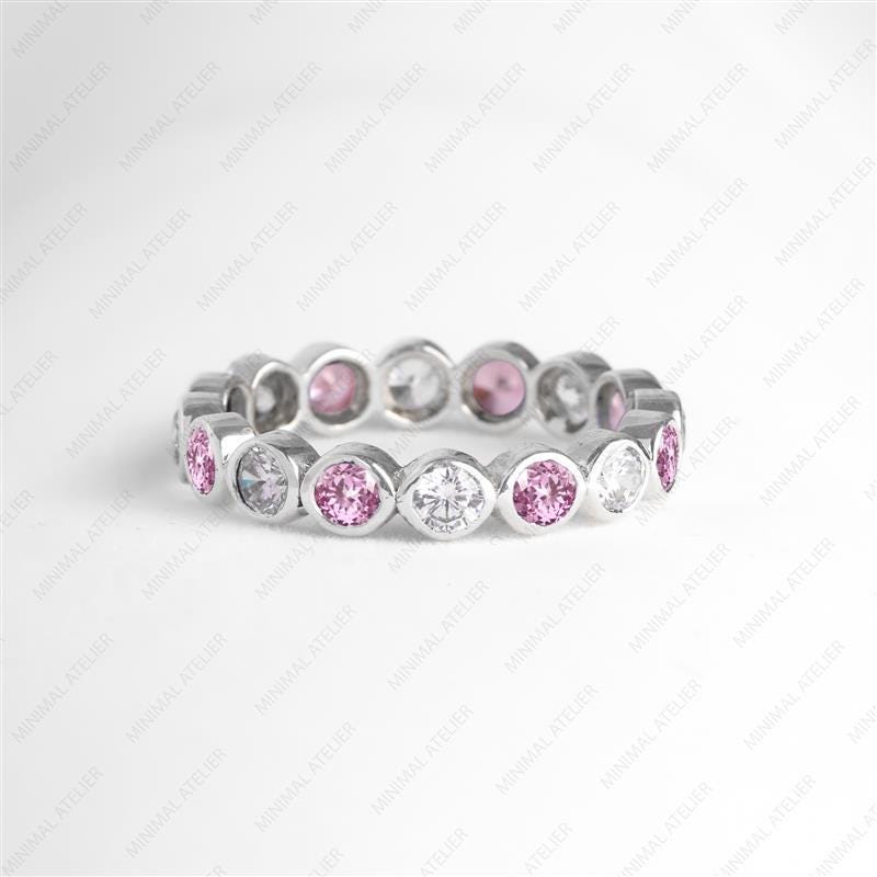 Sapphire & Diamond Alternate Eternity Band Ring