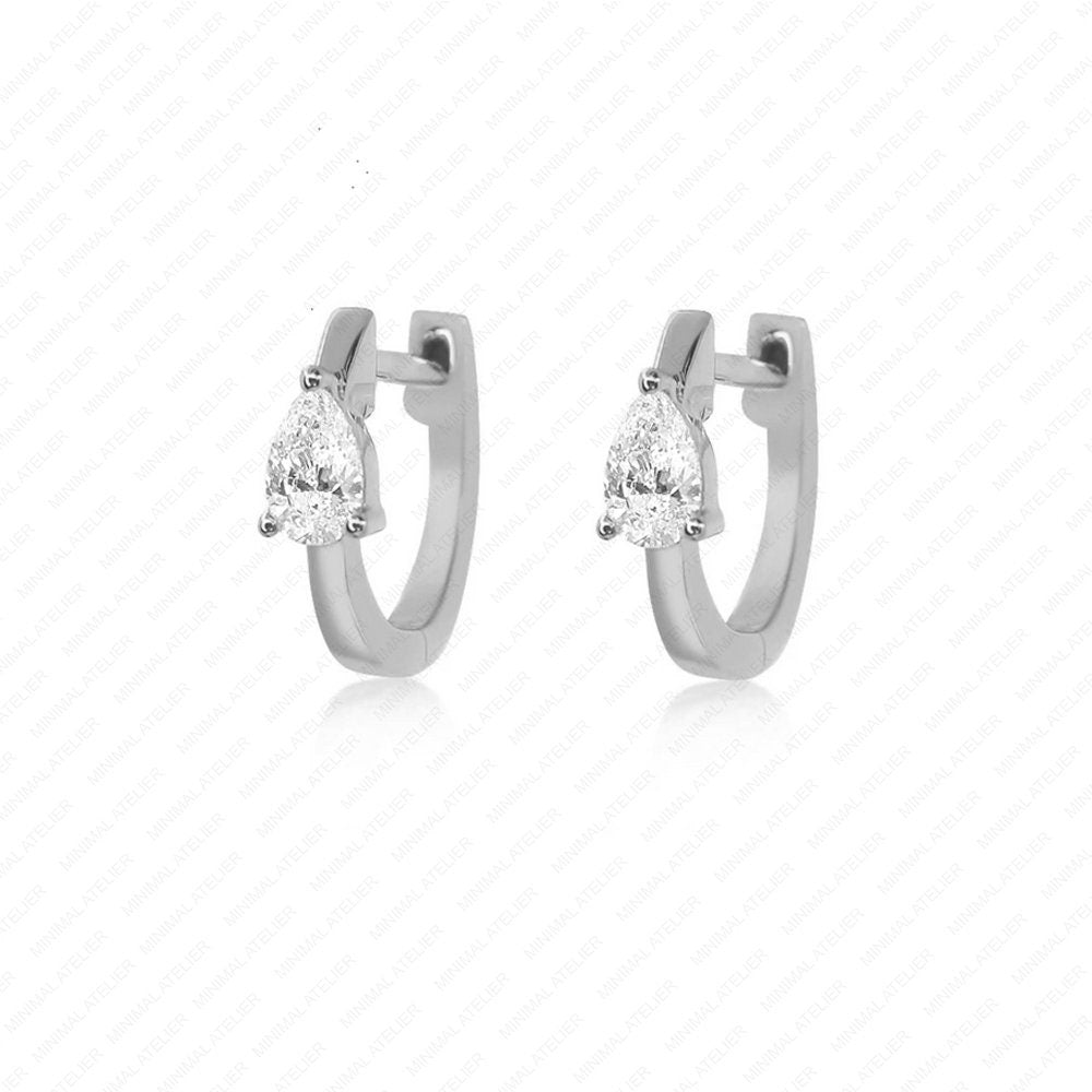Lab Grown Diamond Prong Pear Hoop Earring