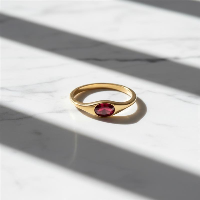 Oval Cut Solitaire Garnet Engagement Ring