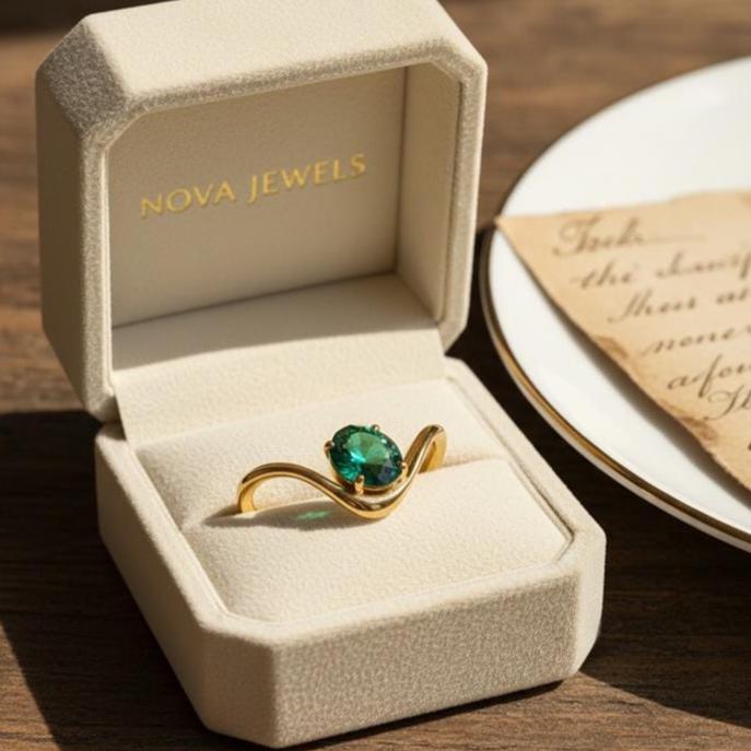 East West Teal Sapphire Engagement Ring