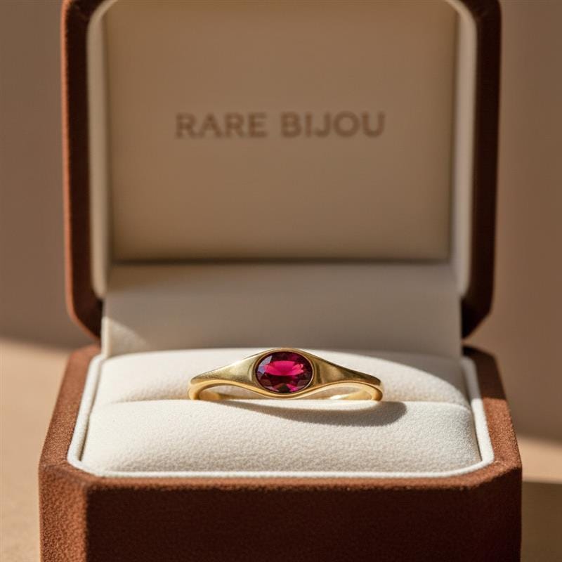 Oval Cut Solitaire Garnet Engagement Ring