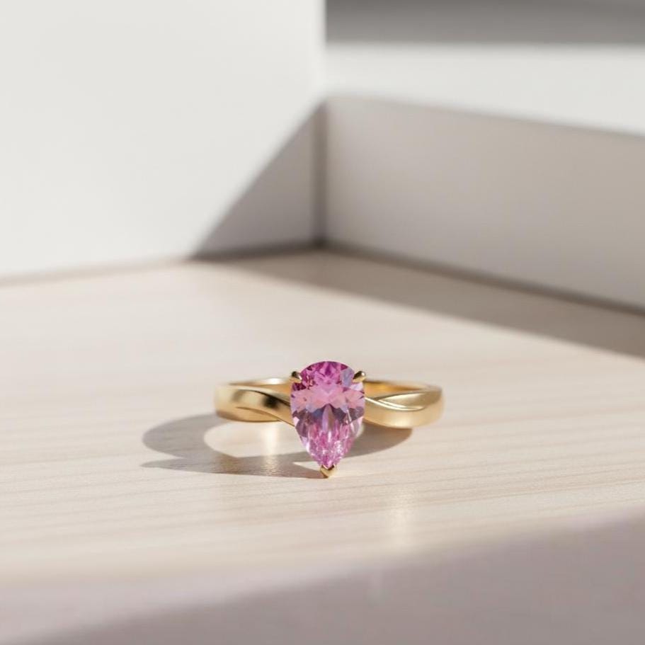 Pear Cut Pink Sapphire Ring