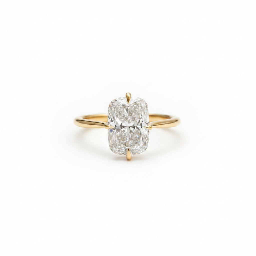 Moissanite Engagement Ring 2CT Elongated Cushion Cut Solitaire, Lab Moissanite Vintage Cushion Prong Set Ring, Alternative Diamond Engagement Ring Silver or Gold