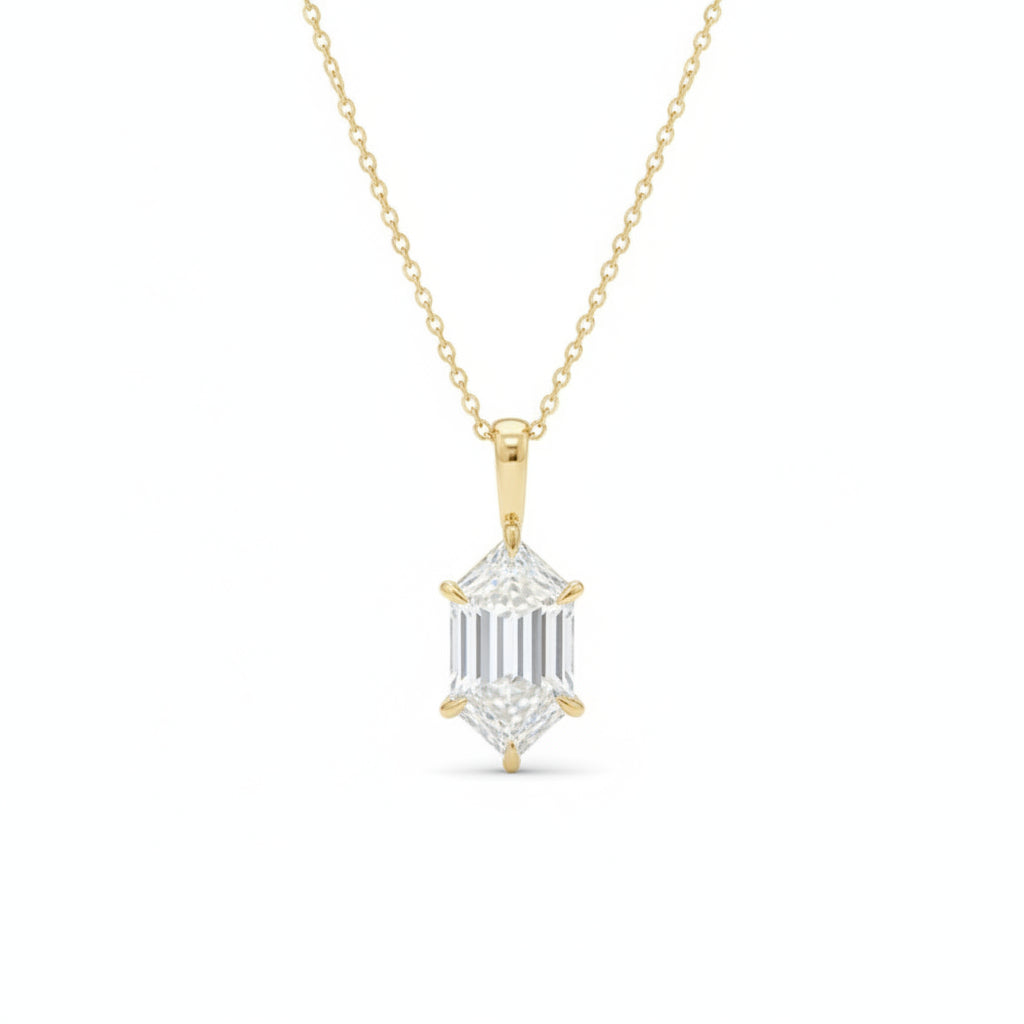 Hexagon Lab Created Moissanite Pendant Necklace