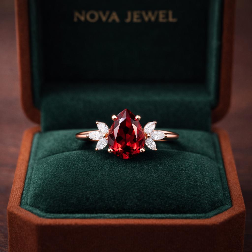 Pear Garnet Engagement Ring