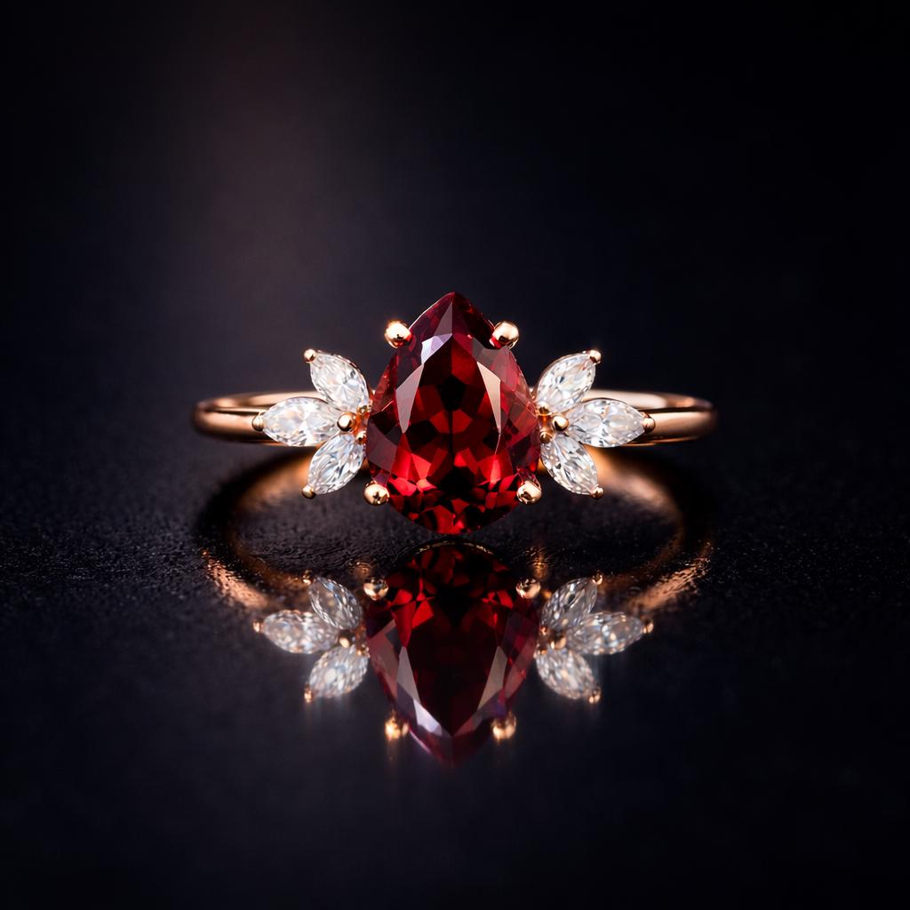 Pear Garnet Engagement Ring
