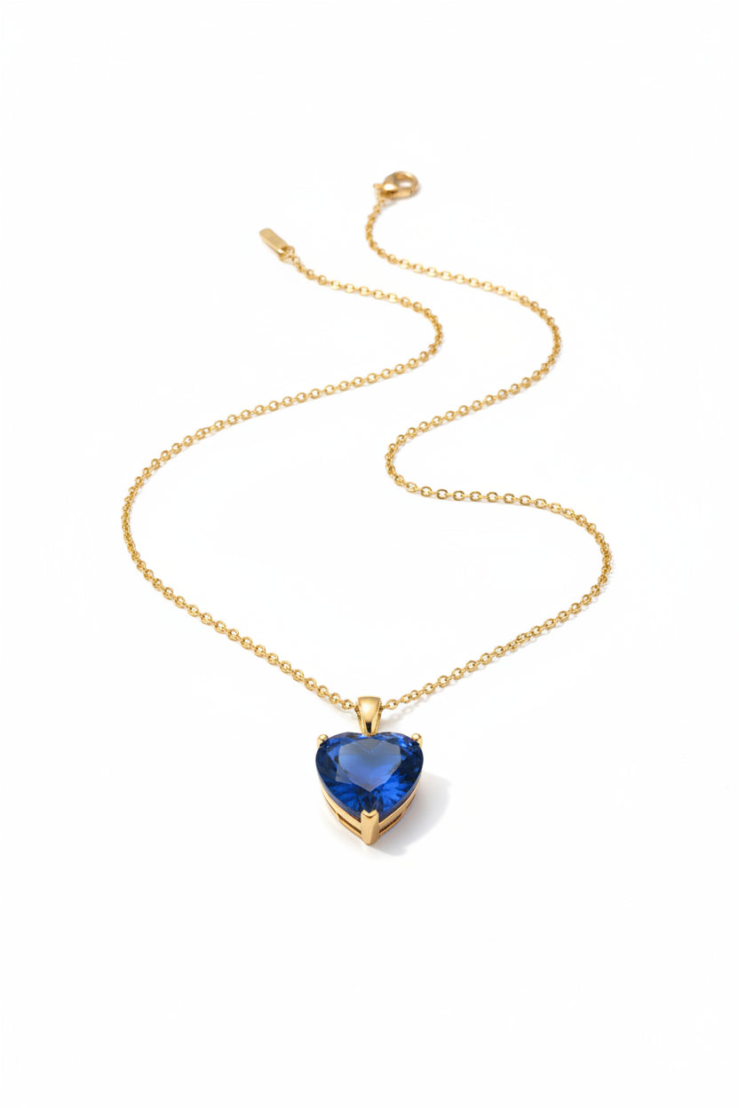 Heart Shape Blue Sapphire Pendant Necklace
