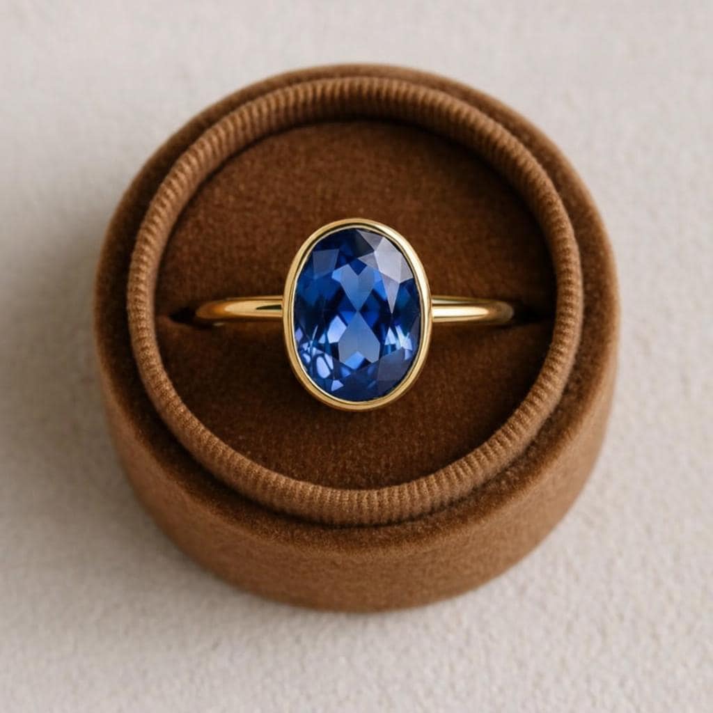 Oval Blue Sapphire Solitaire Ring