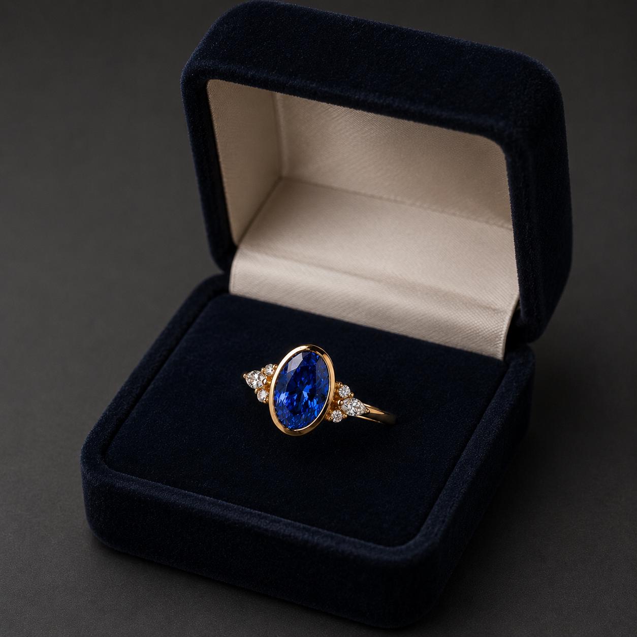 Oval Blue Sapphire Engagement Ring