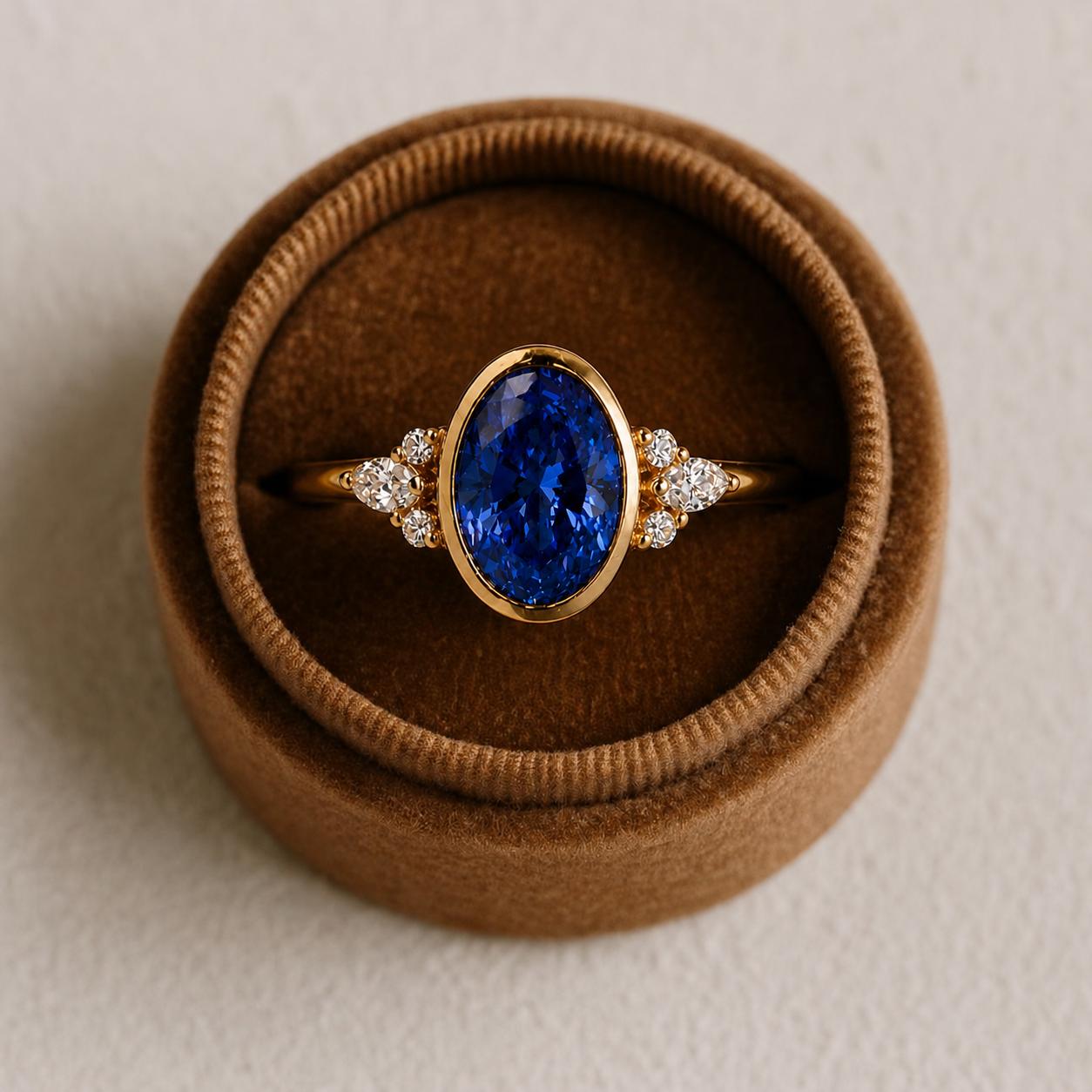 Oval Blue Sapphire Engagement Ring