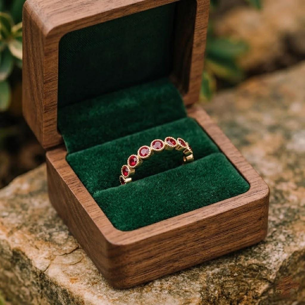 Vintage Garnet Half Eternity Ring