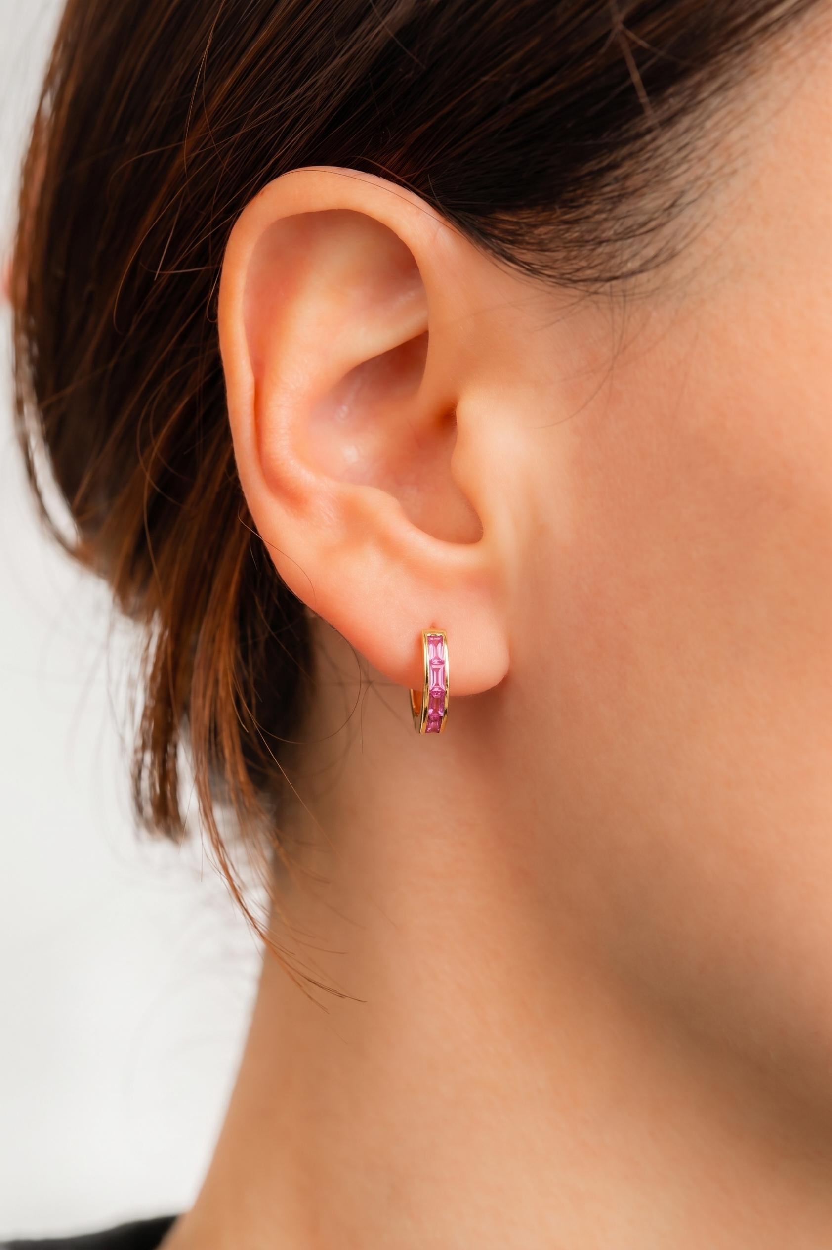 Pink Sapphire Hoop Earrings