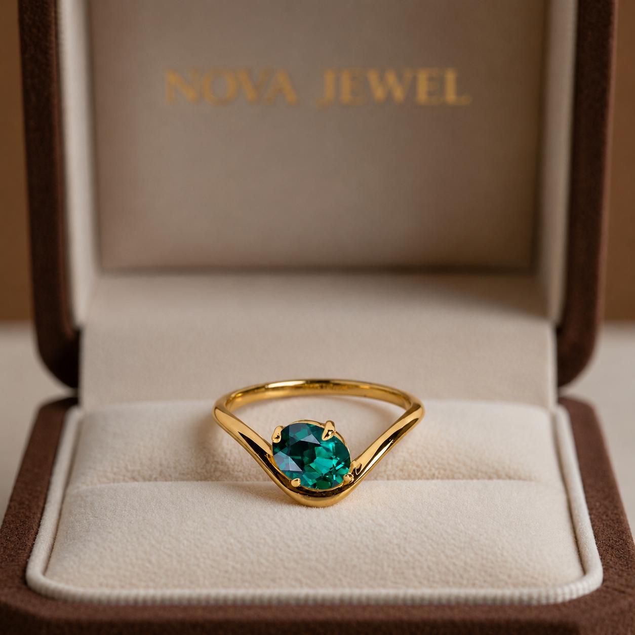 East West Teal Sapphire Engagement Ring