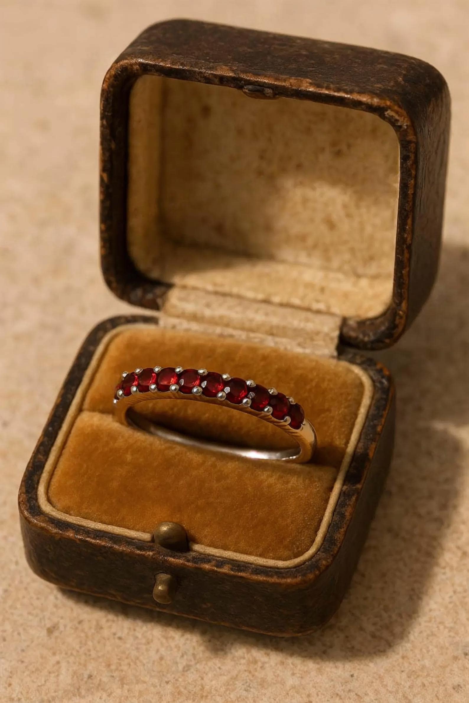 Garnet Half Eternity Band Ring