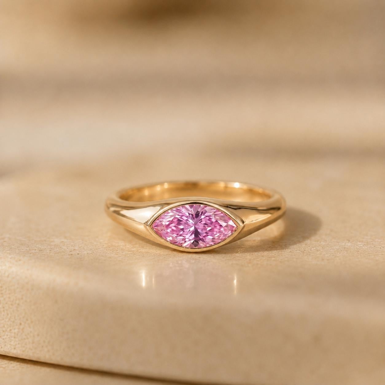 East West Marquise Pink Sapphire Ring