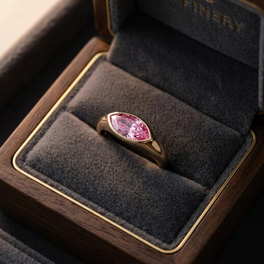 East West Marquise Pink Sapphire Ring