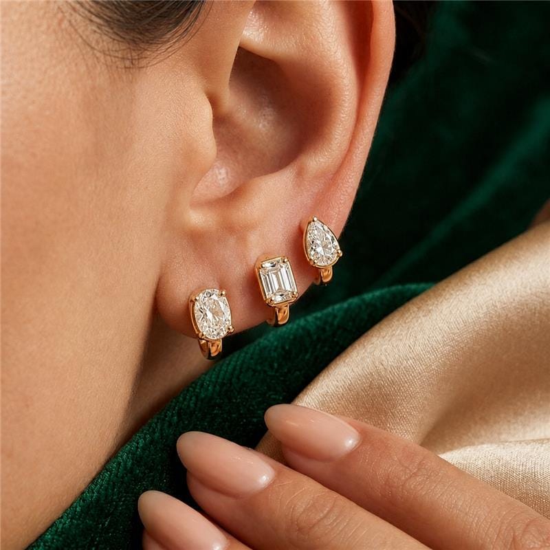 Solitaire Huggie Hoop Earrings