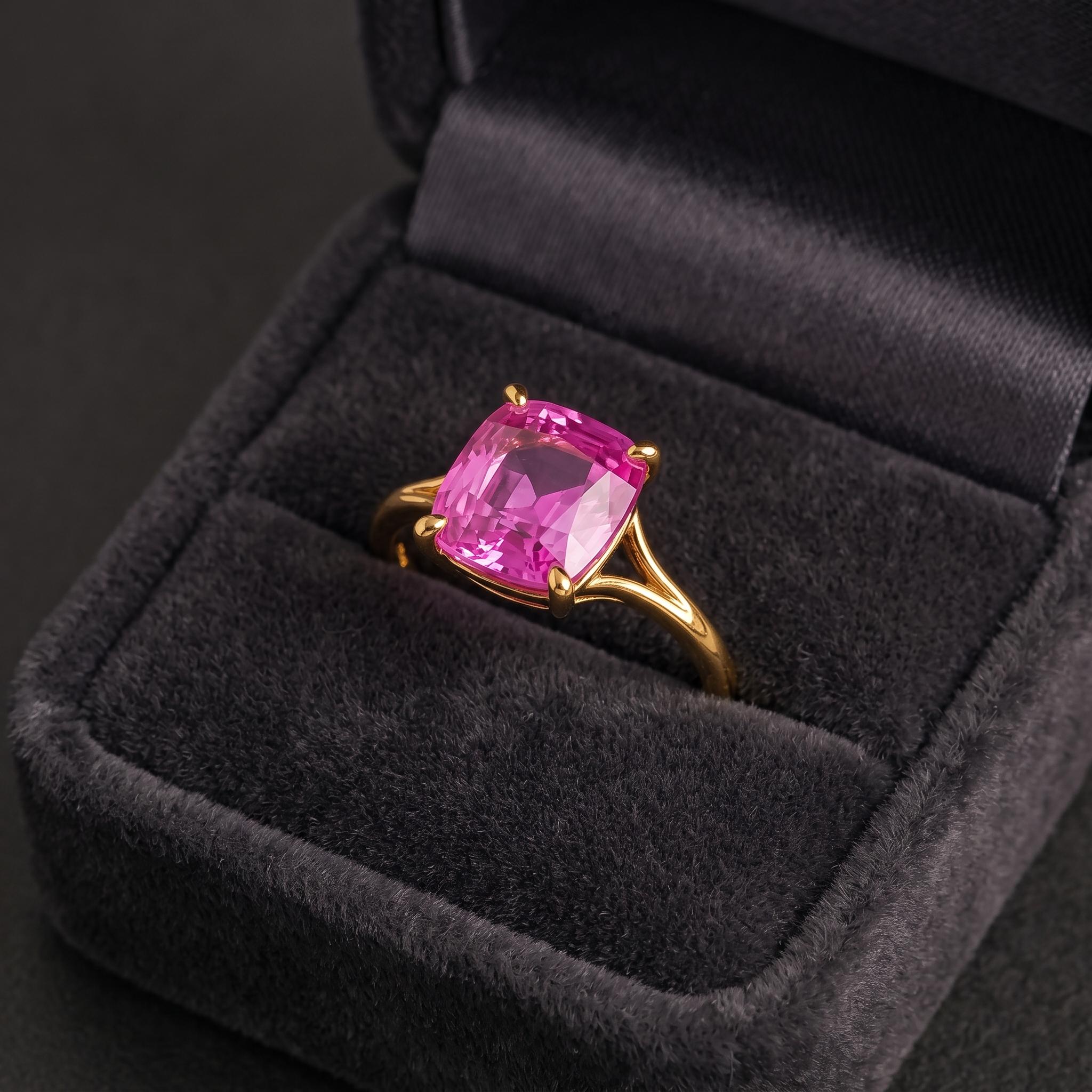 Elongated Cushion Cut Pink Sapphire Ring