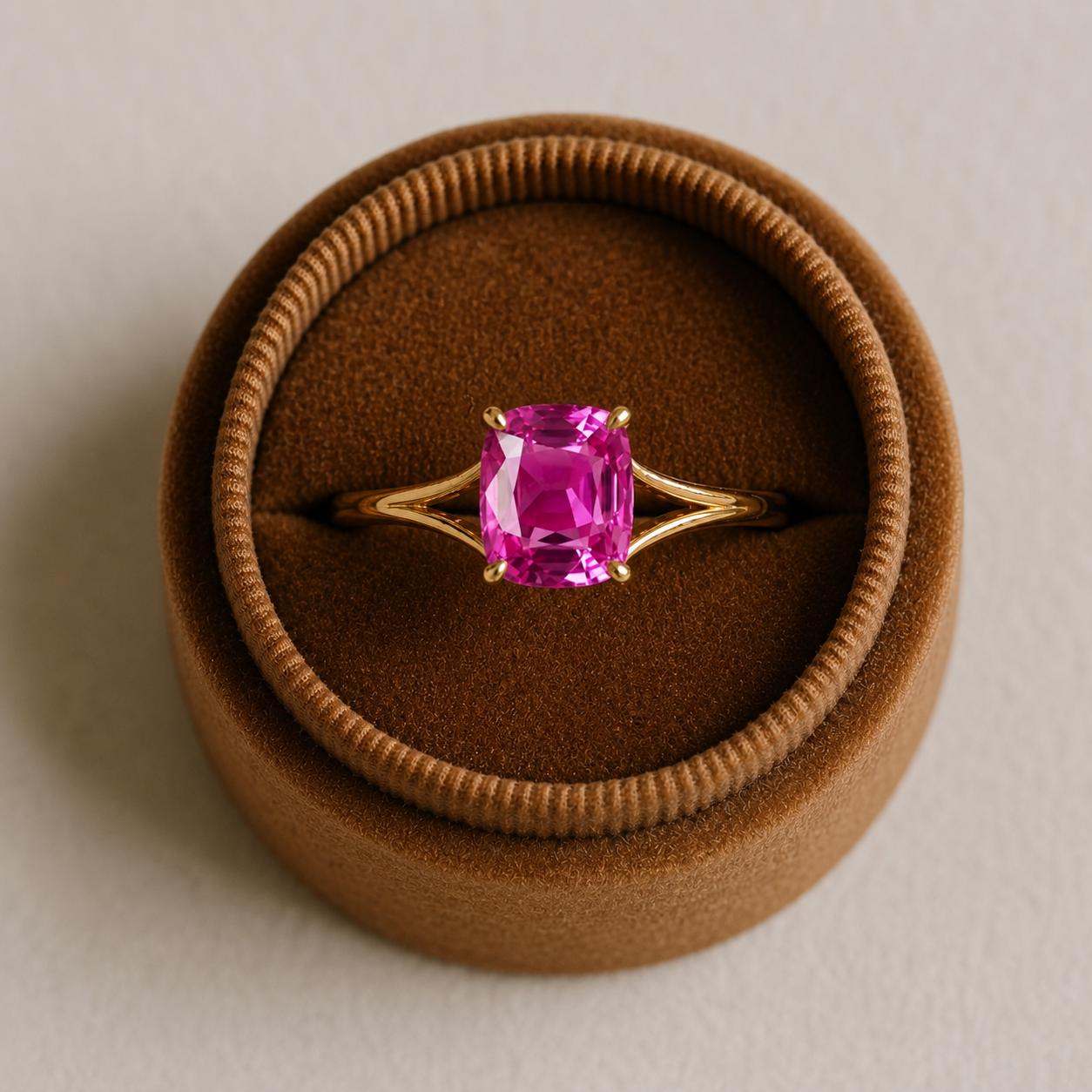 Elongated Cushion Cut Pink Sapphire Ring