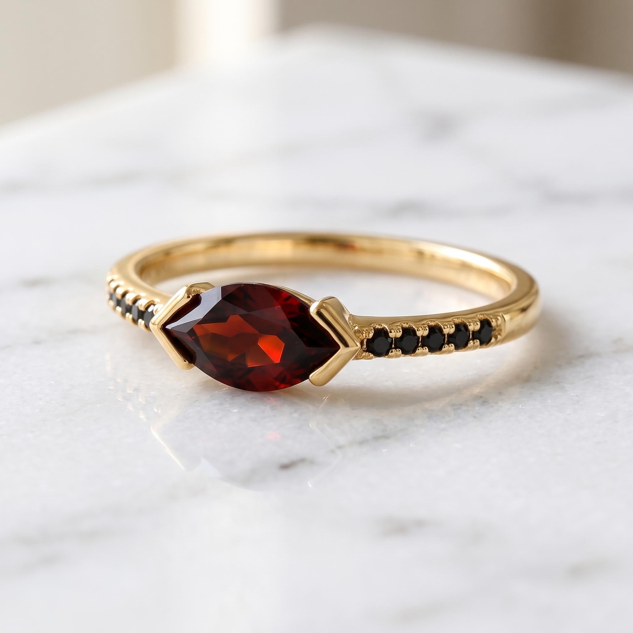 East West Marquise Garnet Ring
