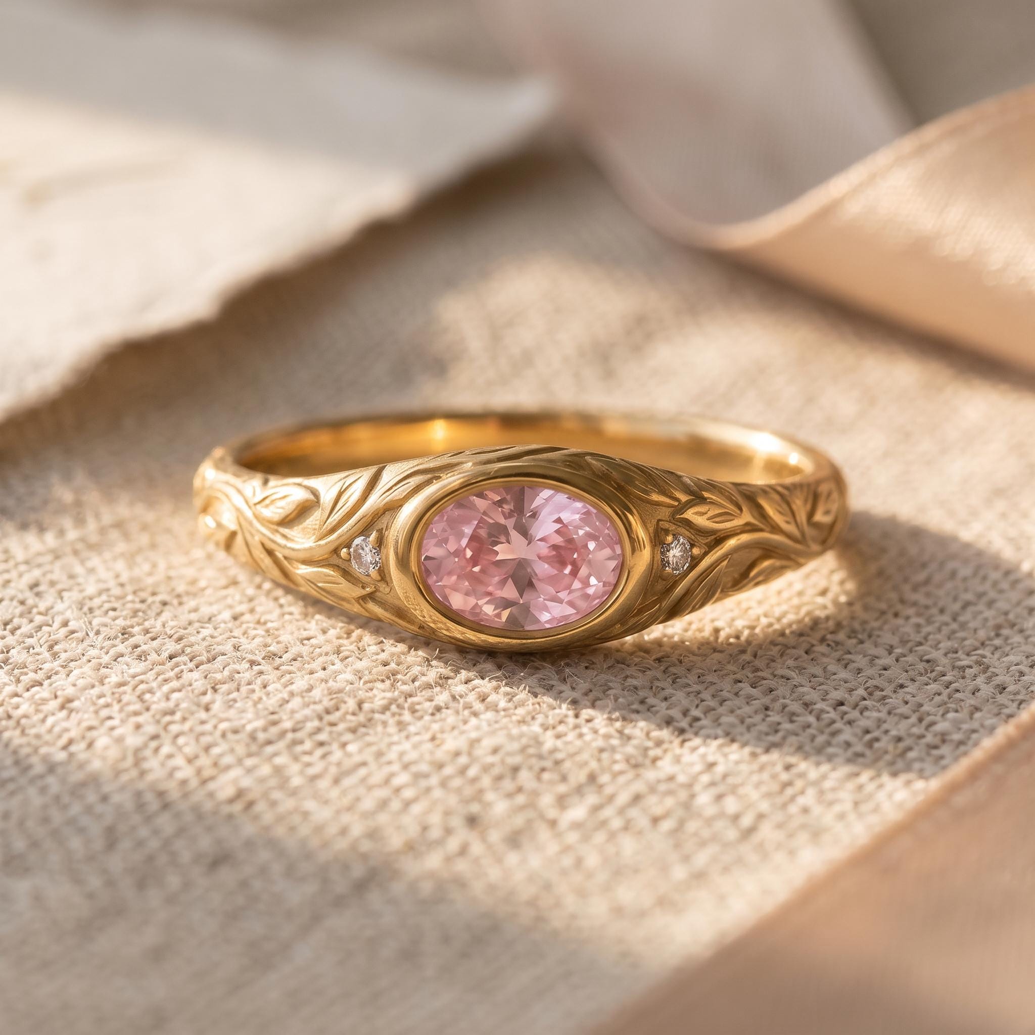 Pink Sapphire Engagement Ring