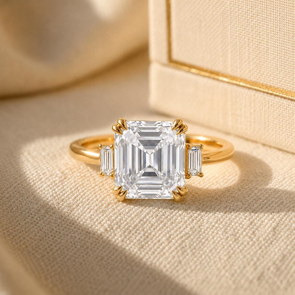 Asscher Cut Moissanite Engagement Ring