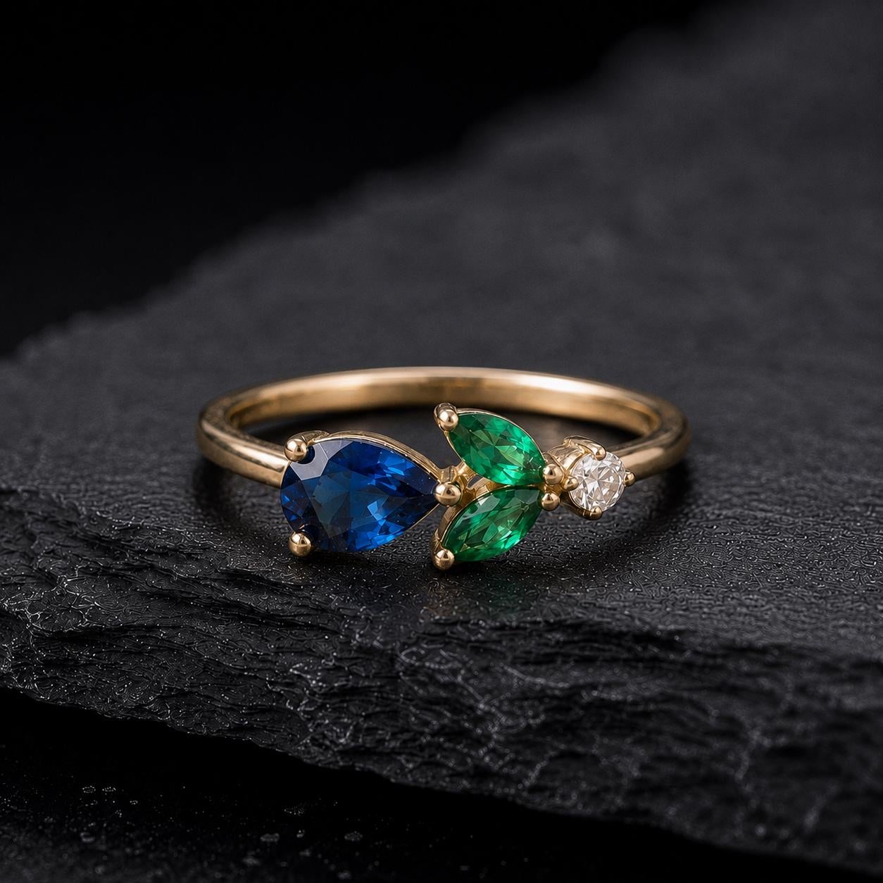 Pear Sapphire Engagement Ring