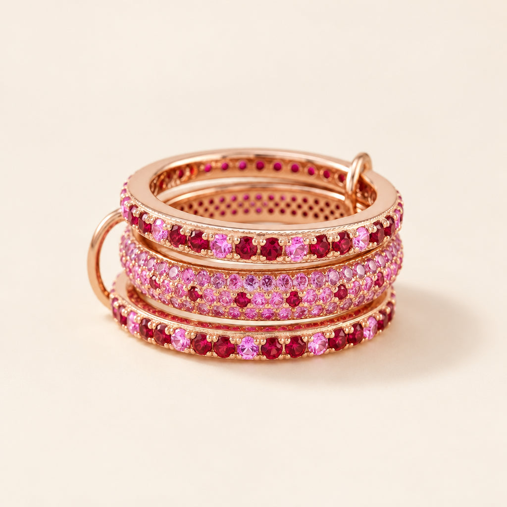 Lab-Created Ruby & Pink Sapphire Round-Cut Stacking Band