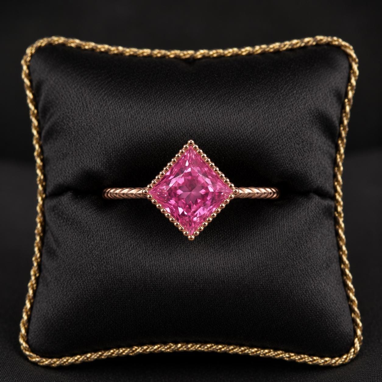 Princess Cut Pink Sapphire Engagement Ring