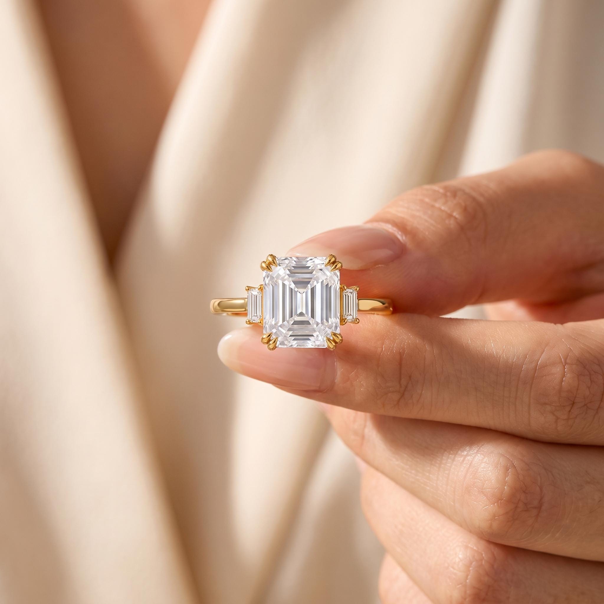 Asscher Cut Moissanite Engagement Ring