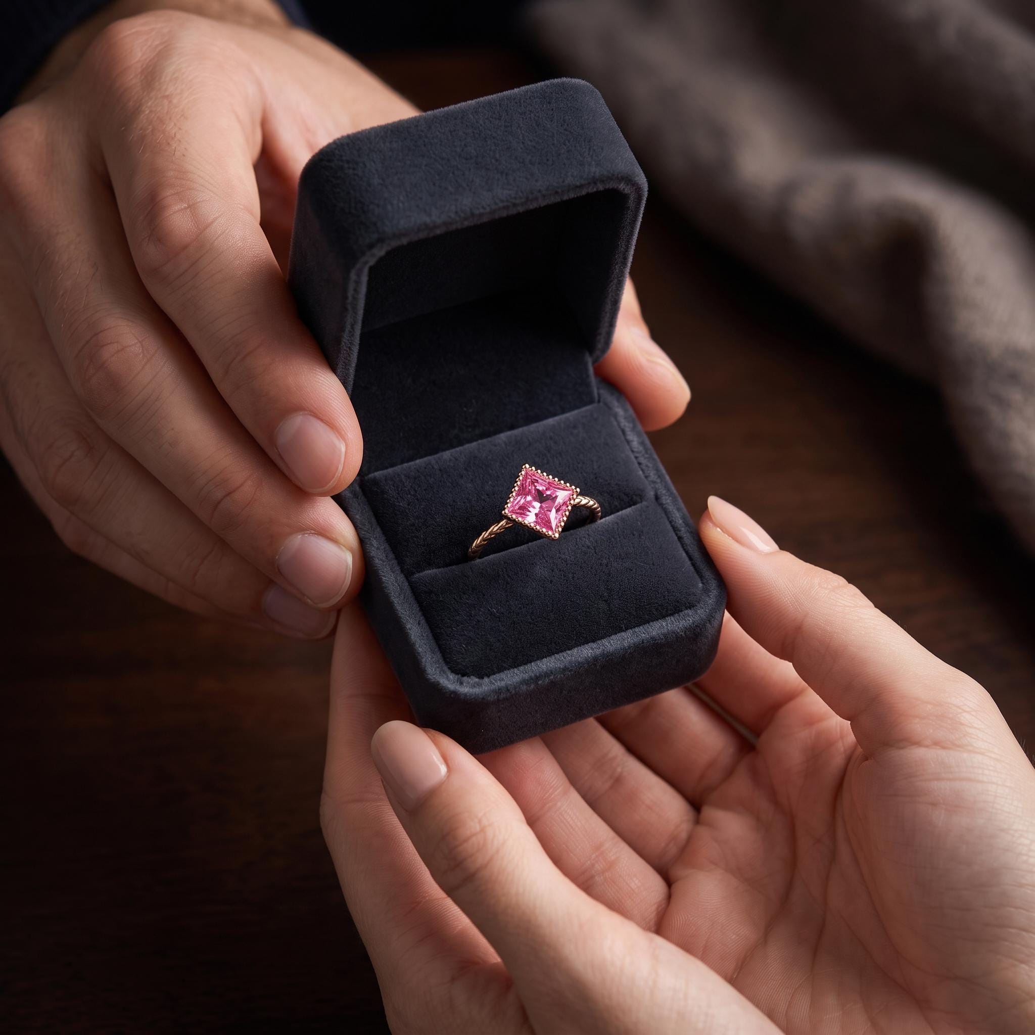 Princess Cut Pink Sapphire Engagement Ring